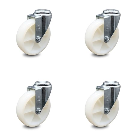 Service Caster 5 Inch Nylon Wheel Swivel Bolt Hole Caster Set SCC-BH20S514-NYS-4